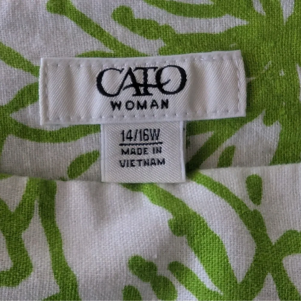 14/16 Linen Blend Midi Skirt Lime‎ Green Floral A-Line Summer Peasant Women